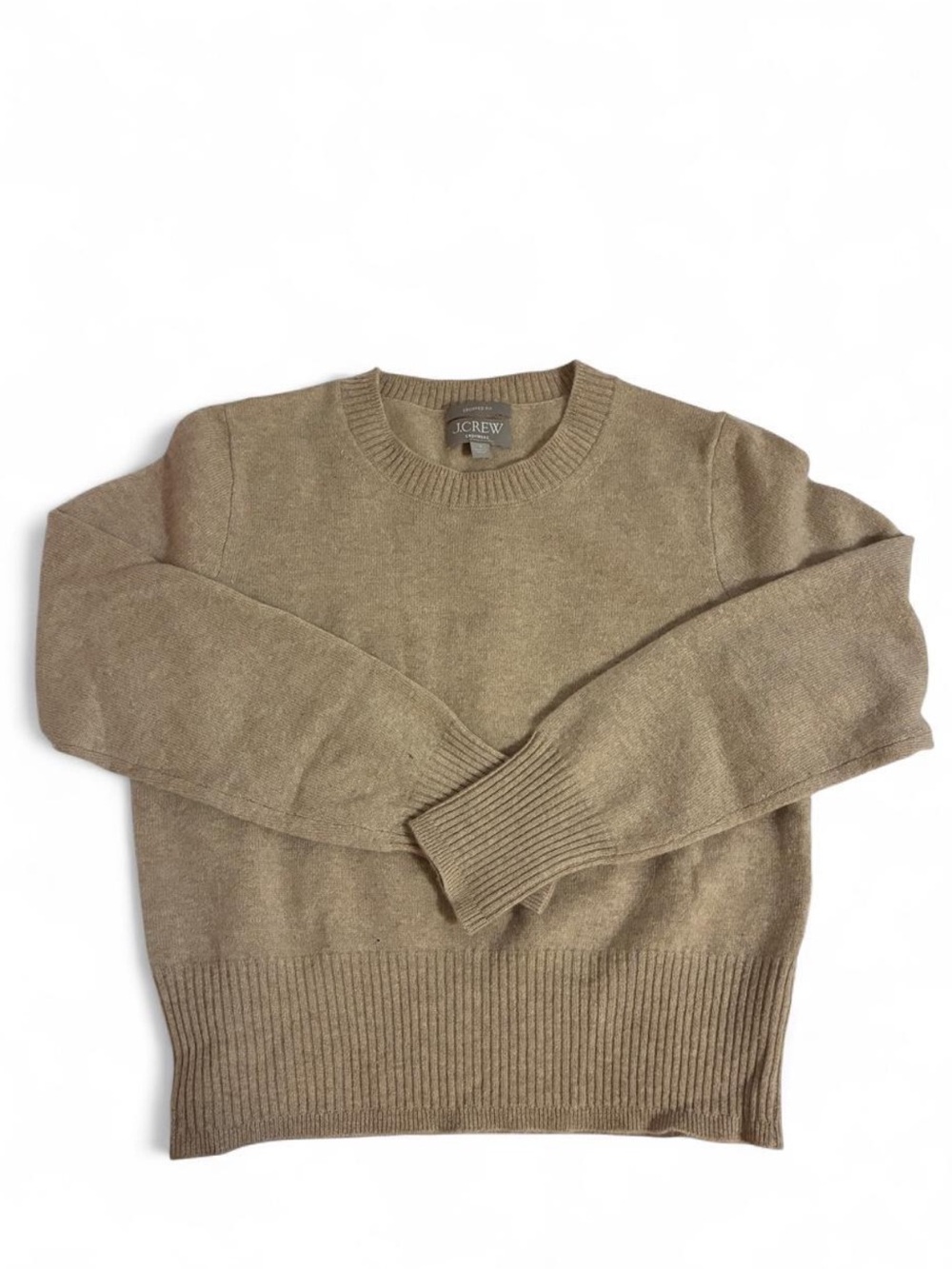 J. Crew women’s Crewneck Cashmere Sweater in Light Brown/Beige